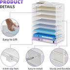Marbrasse Paper Organizer Letter Tray, 9 Tier Mesh File Organizer with Handle, Paper Sorter Desk Organizer for Home Office Supplies - White
