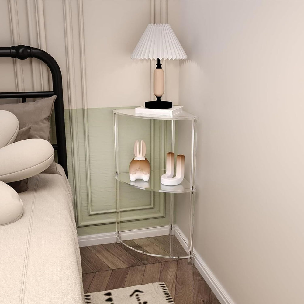 Corner Shelf, 3 Tier Acrylic Corner Side Table, 25.6 inch Standing Triangle E...