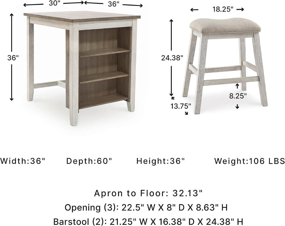 Signature Design by Ashley Skempton 3-Piece Counter Height Dining Table Set |...