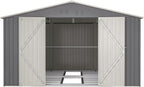 Large Outdoor Storage Shed, 11' X 13' Metal Galvanized Steel Garden Shed with Floor Frame, Utility Tool Shed Storage House for Backyard, Patio, Lawn