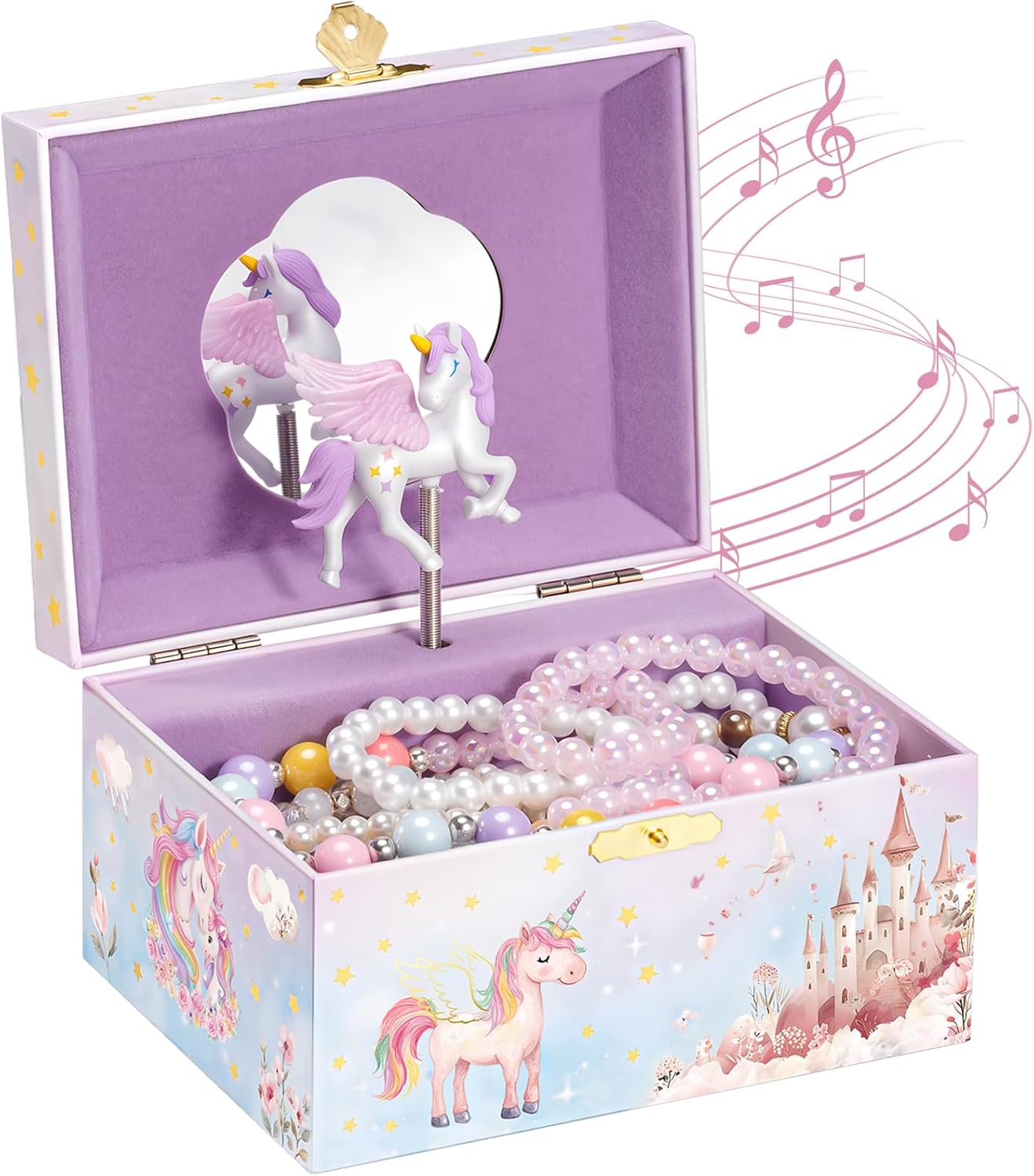 ProCase Unicorn Jewelry Box for Girls, Kids Musical Jewelry Boxes with Spinning Unicorn Doll, Birthday Gifts for Little Girls Children Toddler Ages 3 4 5 6 7 8 -Unicorn (Box Only)