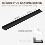 Axeman 48 Inch Black Floating Shelves for Wall | Picture Ledge Shelf Set of 2 | Rustic Picture Shelf for Wall with Ledge | Floating Shelves with Lip | Photo Ledge Shelves for Books Album Records