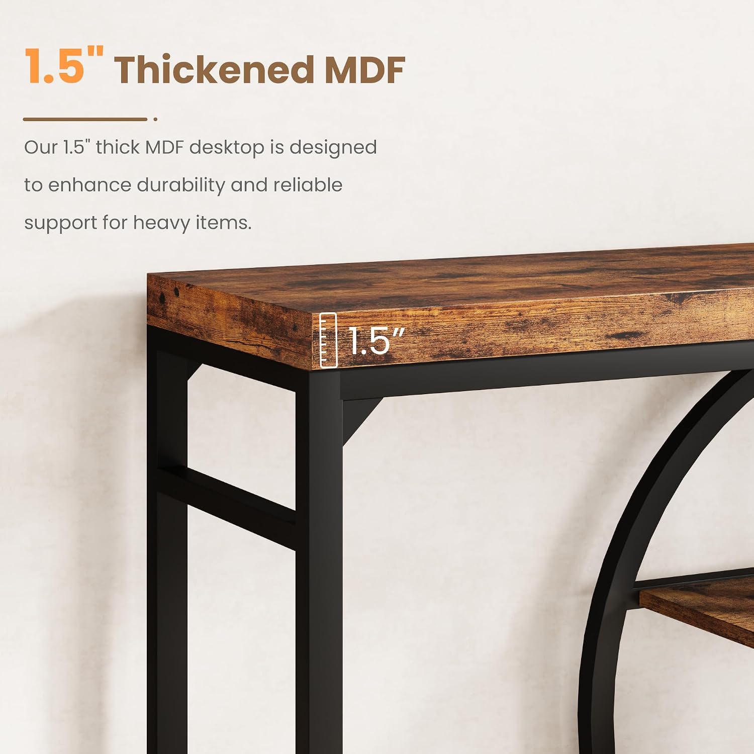 GAOMON 55 Inch Industrial Narrow Console Table, 5-Tier Entryway Table with O-Shaped Metal Frame, Extended Storage Sofa Table for Hallway, Entrance, Living Room