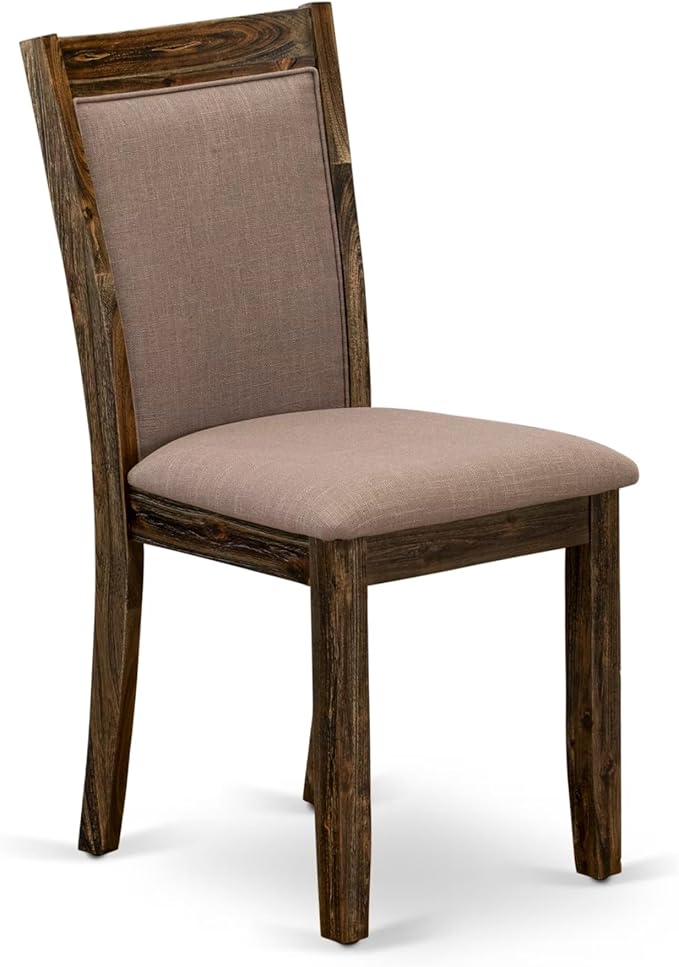 East West Furniture V777MZ748-7 7 Piece Modern Dining Table Set Consist of a Rectangle Wooden Table with V-Legs and 6 Coffee Linen Fabric Upholstered Chairs, 40x72 Inch, Multi-Color