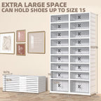 FAHKNS 9 Tier 36 Pair Folding Shoe Rack with Wheels and Magnetic Doors,Stackable Transparent Shoe Cabinet Shoe Organizer Storage for Closet Entryway Bedroom