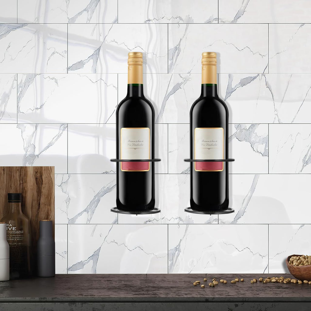 GALPADA Wall Mounted Wine Rack 2-Pack Single Bottle Holder Metal Wine Shelf for Home Bar Kitchen Dining Room Display Storage