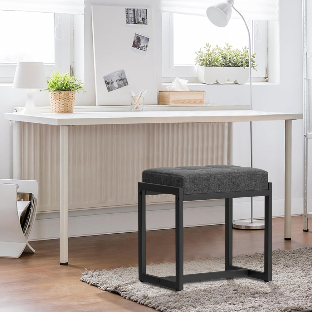 Vanity Stool, Vanity Chair Stools for Makeup Room, Square Linen Makeup Stool ...