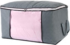 combocube Comforter Storage Bag, Zippered Bag with Large Clear Window and Carry Handles, Space Saver Organizers for Closet, Blanket, Pillow, Quilt, Bedding, Clothes (2Pcs Grey Large)