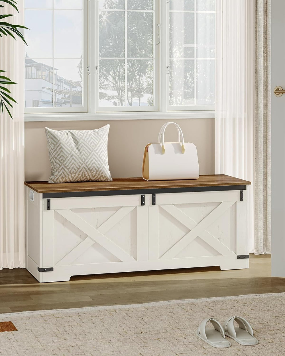 Hzuaneri 47" Farmhouse Storage Chest and Bench | 59 Gal | 330lb Seat | F...