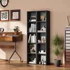 oneinmil Tall Narrow Bookshelf, 5-Tier Cube Display Rack, Modern Corner Bookshelf with Storage Space, CD Storage Cabinet for Home Office (Black 1 Pack, 5-Tier)