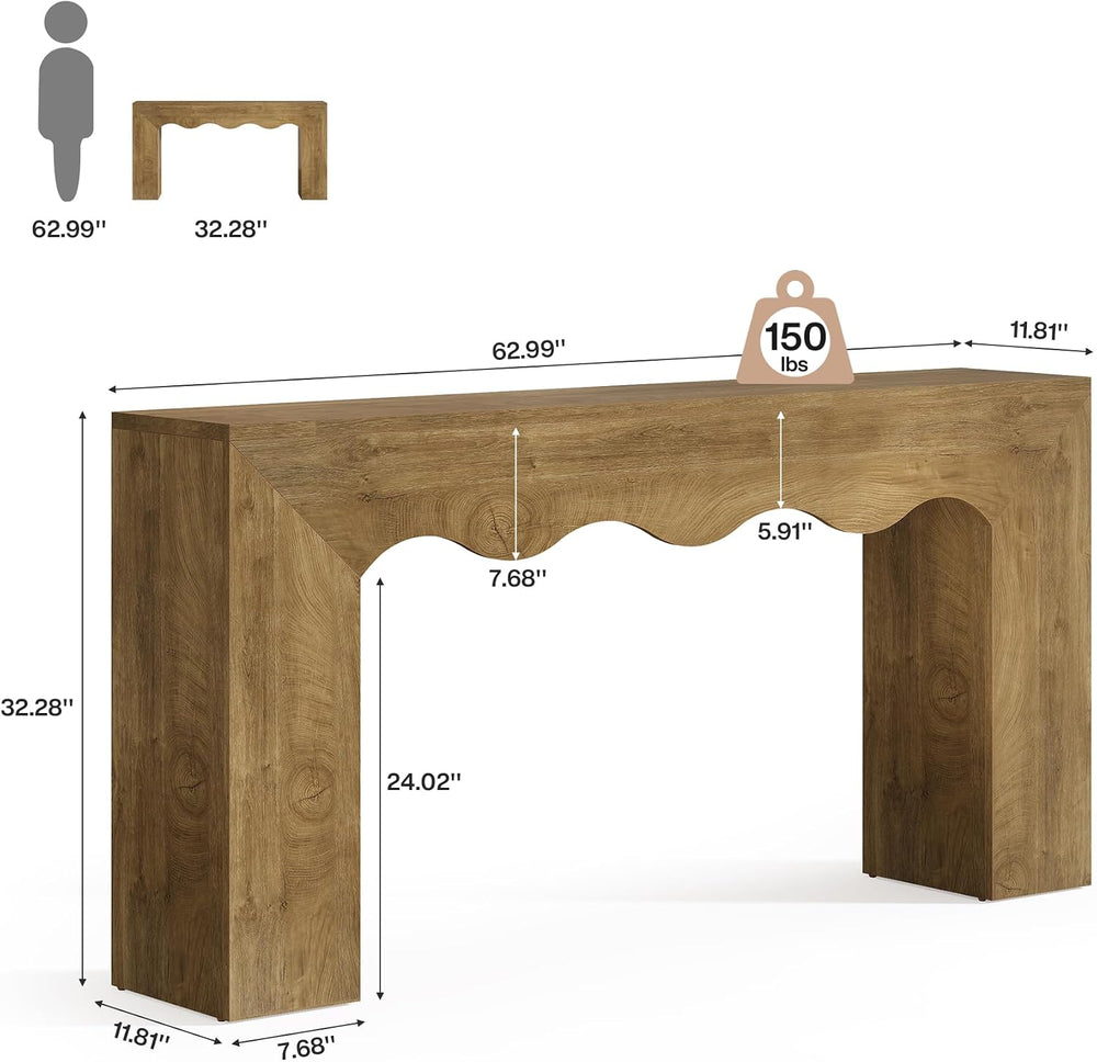 Tribesigns 63" Farmhouse Console Table, Wooden Couch Table Behind Sofa w...