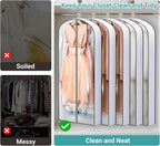 SLEEPING LAMB 60" Long Hanging Garment Bags for Closet Storage Gusseted Clear Dress Bag for Clothes, Gowns, Coats, Suits, 5 Packs