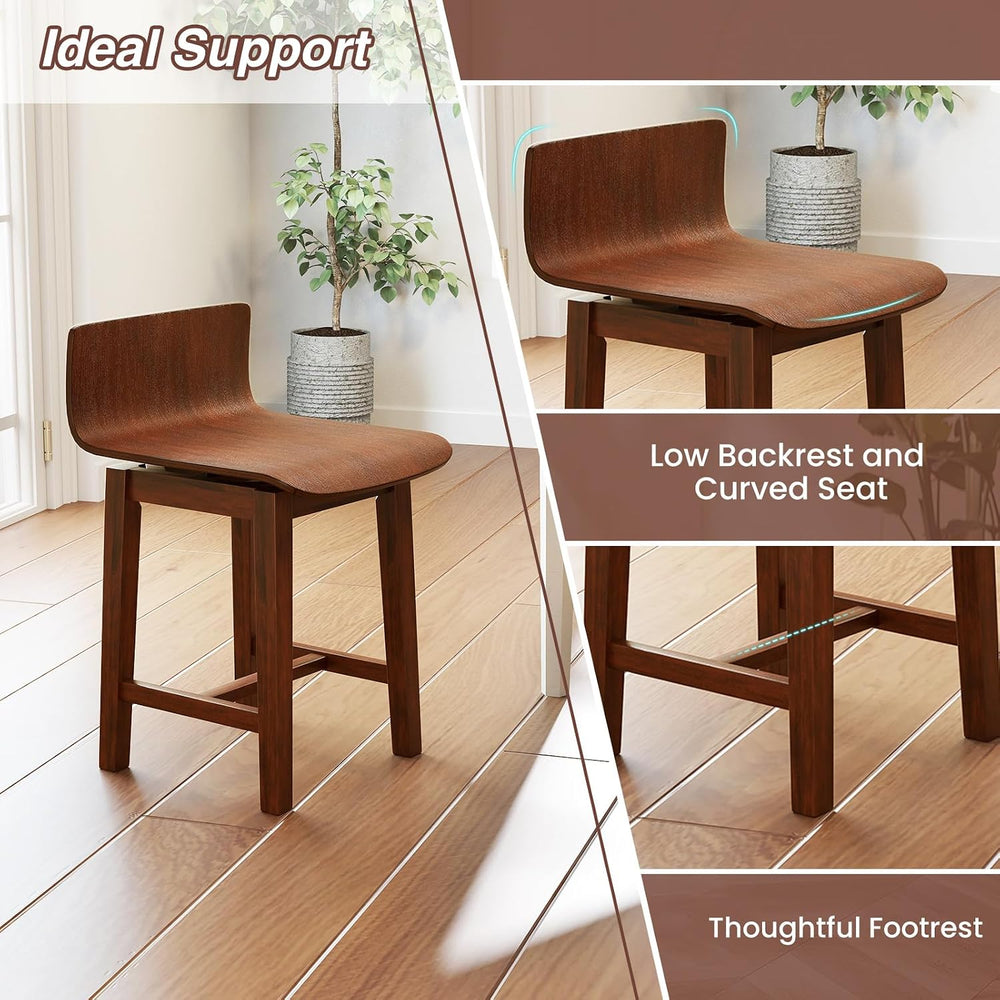 GOFLAME Swivel Dining Chairs Set of 4, Farmhouse Kitchen Chairs with Low Back...