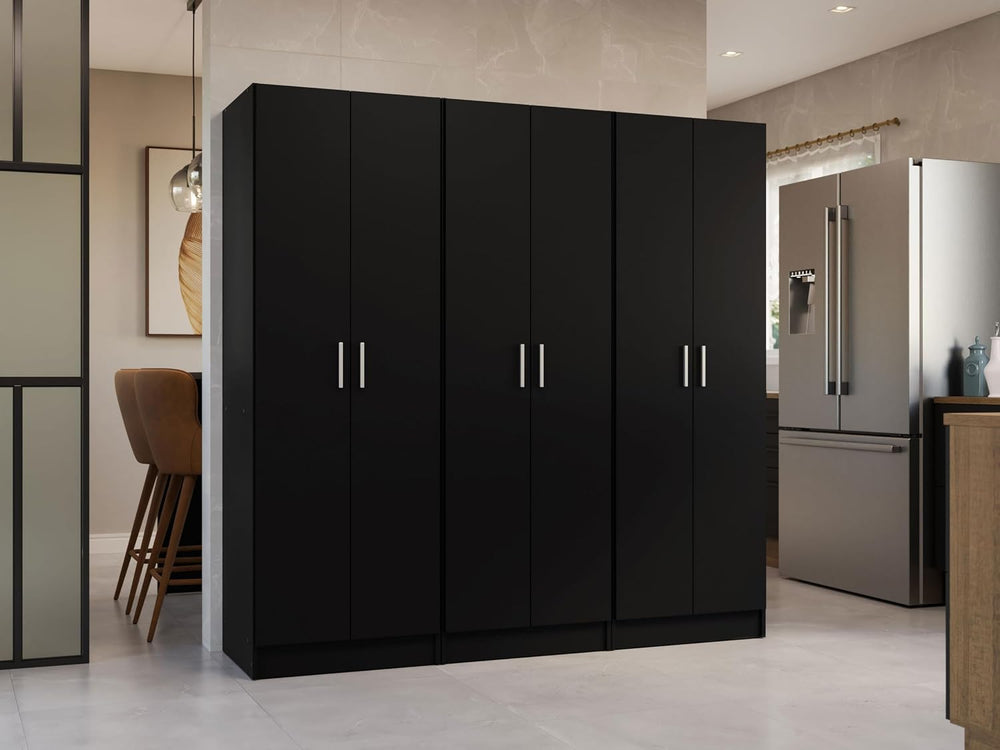 Madesa Kitchen Pantry Set Storage Cabinet 70" L 6 Doors 12 Utility Shelv...