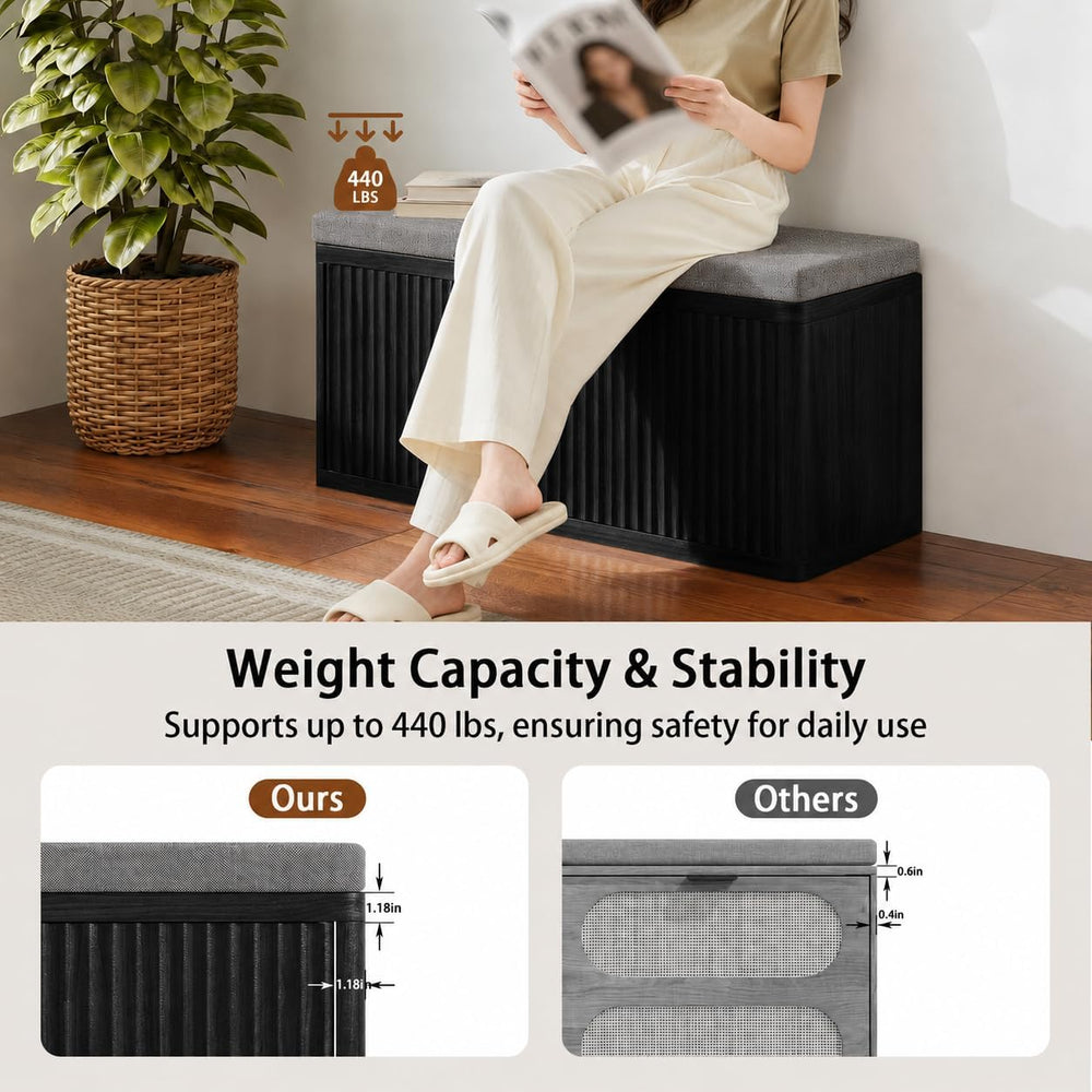 Entryway Shoe Storage Bench with 2" Cushion, 37.4" Small Bench with...