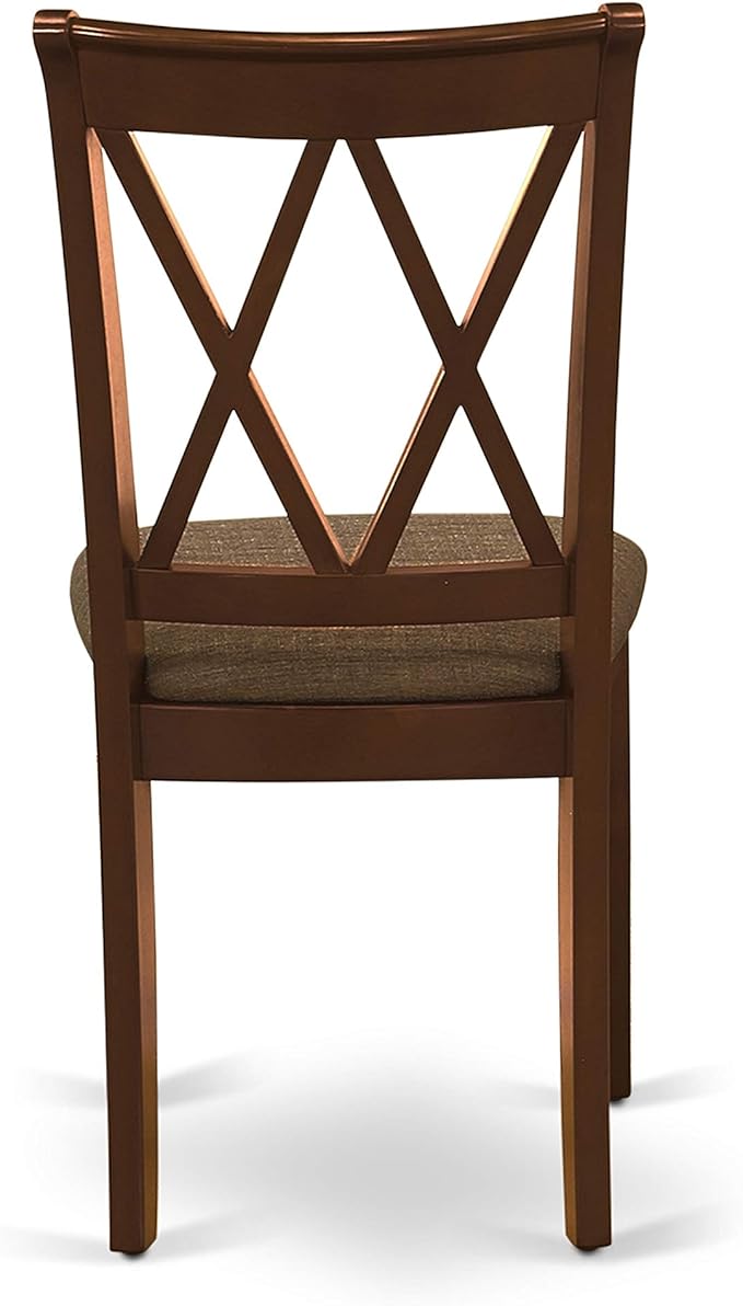 East West Furniture DOCL5-MAH-C 5 Piece Modern Dining Table Set Includes a Rectangle Wooden Table with Butterfly Leaf and 4 Linen Fabric Dining Room Chairs, 42x78 Inch, Mahogany