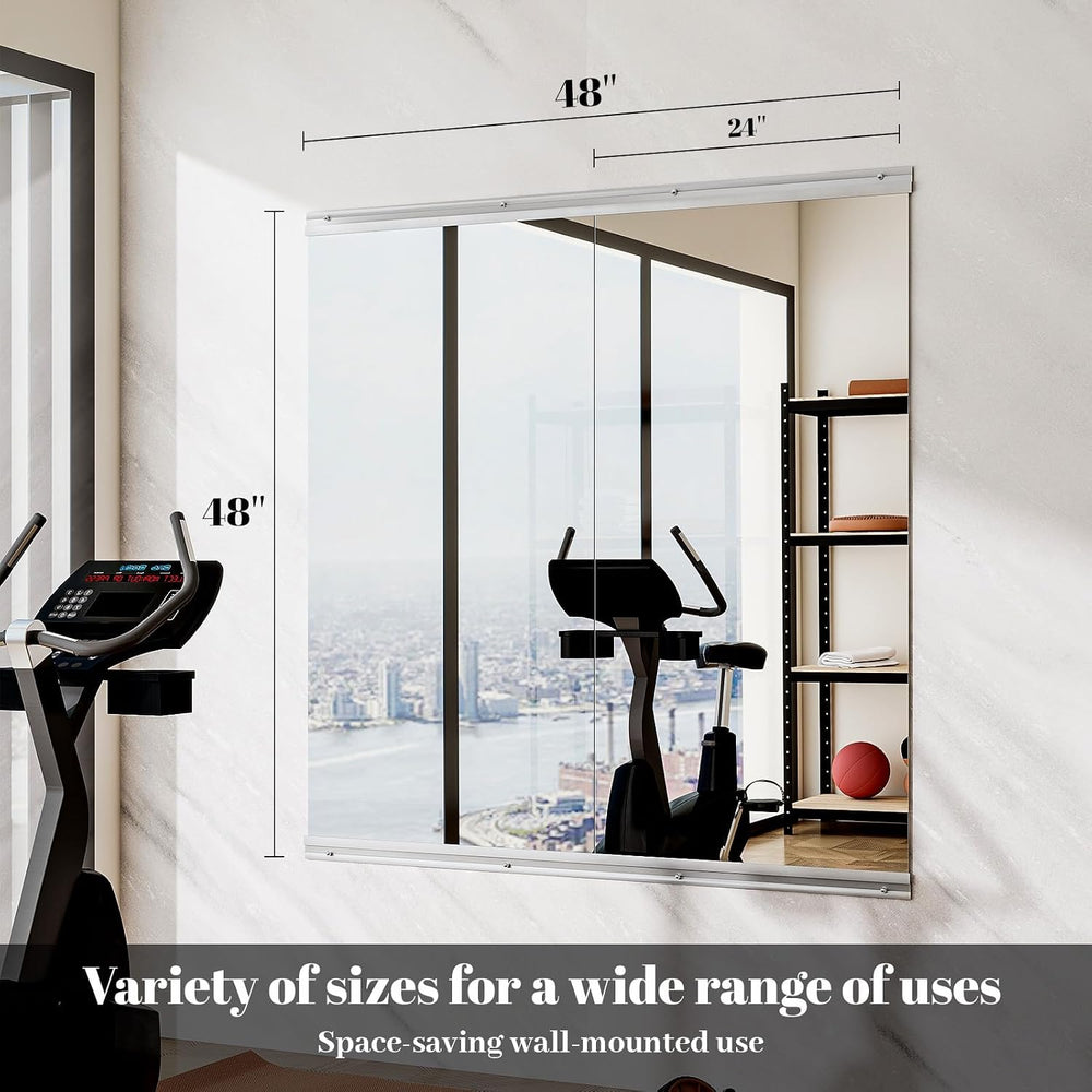 VooBang Home Gym Mirror 2 PCS 24"×48", Frameless Wall Mirror Full L...