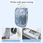 Upgraded 100L Extra Large Collapsible Laundry Baskets, 2 Pack XL Mesh Pop Up Laundry Hamper with Handles, Portable Travel Laundry Basket, Foldable Hamper. Grey. 2V