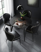 VASAGLE EKHO Collection - Dining Chairs Set of 2, Upholstered Kitchen Chairs, Comfortable Seat, Synthetic Leather with Stitching, Mid-Century Modern, Easy Assembly, Living Room Lounge, Ink Black