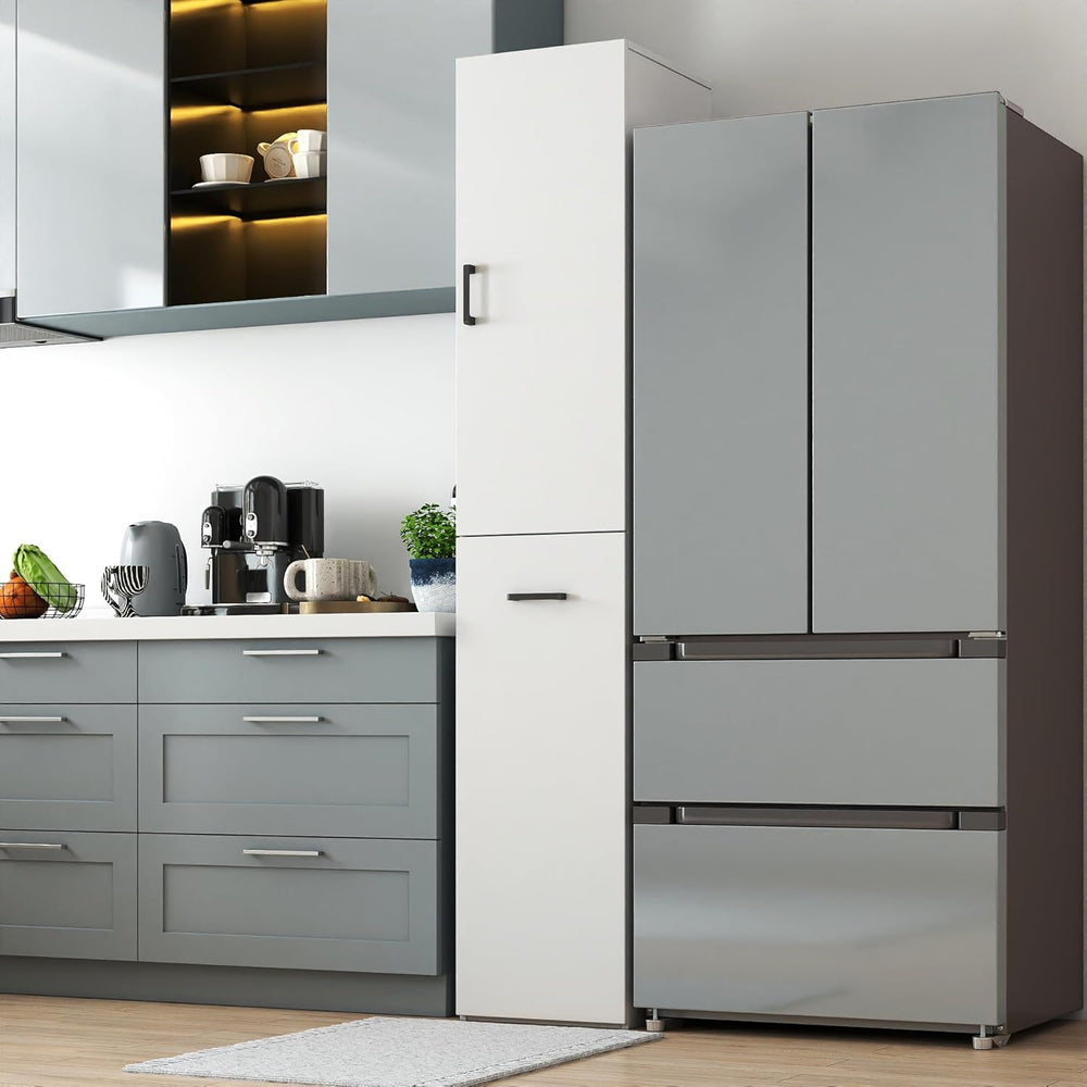Kitchen Pantry Tall Freestanding Cabinet with 1 Door and 3-Tier Multi-Functio...