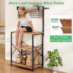 SNTD Bakers Rack with Power Outlet, Kitchen Shelves Microwave Stand with Wire Grid and 10 Hooks, 4 Tiers Coffee Stand (Rustic Brown, 23.5 x 15.6 x 52.8 Inches)