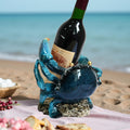 Crab Wine Bottle Holder Countertop Coastal Kitchen Decor Beach Themed | Unique Wine Rack Marine Nautical Kitchen Decor Funny Ocean Centerpieces for Tables Cabinet Beachy Decor Gift for Ocean Lovers