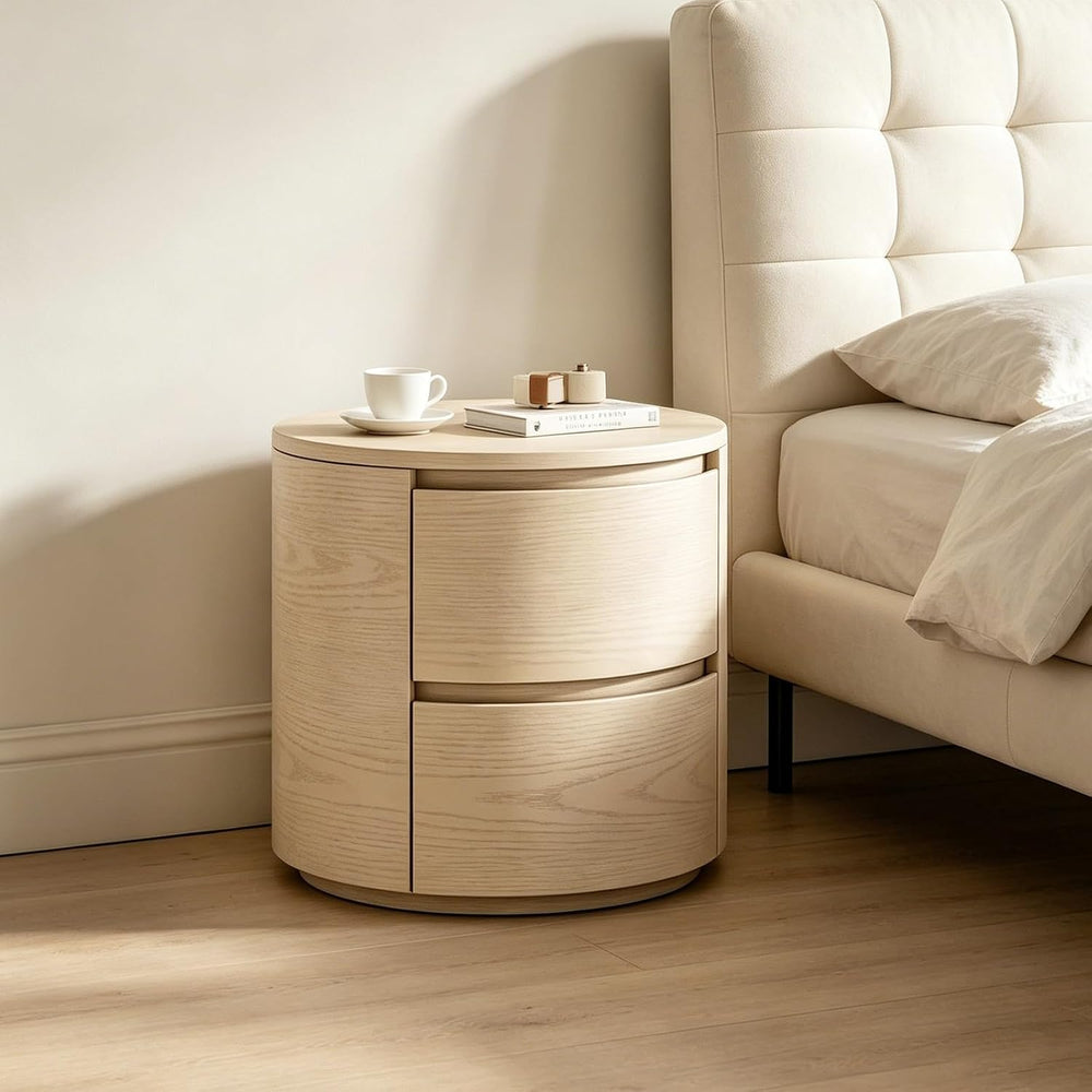 Round End Tables Living Room, End Table with 2 Drawers, Sofa Side Table with ...