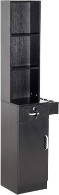 BarberPub Wall Mount Barber Station Hair Styling Drawer Storage Beauty Salon Spa Equipment 3208 (Black)