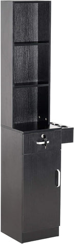 BarberPub Wall Mount Barber Station Hair Styling Drawer Storage Beauty Salon Spa Equipment 3208 (Black)
