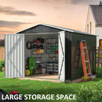 8x8 FT Outdoor Storage Shed, Garden Shed with Updated Frame Structure and Lockable Doors, Metal Tool Sheds for Backyard Garden Patio Lawn, Gray