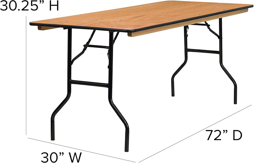Flash Furniture 6 ft Folding Clear Coat Rectangular Banquet Table, Clear