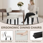 GOTMINSI Mid Century Modern Dining Chairs,Velvet Farmhouse Upholstered Kitchen Chairs, Accent Curved Backrest Dining Room Chairs with Hardwood Legs (Beige, 6PCS)