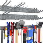 Garage Tool Organizer Wall Mount 96 inches with 18 Adjustable Heavy-Duty Hooks, Garage Organization, Garden Tool Storage Rack, Yard, and Shed, Holds Up to 750 lbs (Grey)