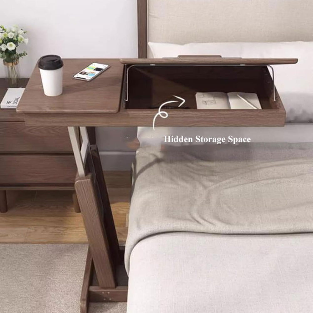 Coffee Table Height Adjustable C Shaped End Table, Foldable Couch Desk with T...