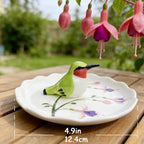 Hummingbird Ceramic Jewelry Tray– Fuchsia Holiday Trinket Plate for Rings, Earrings & Gifts Handmade Ceramic Jewelry Dish.Valentine's Day Mother's Day Any scenario
