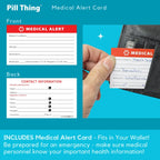 Weekly Pill Organizer Case, 7 Compartments, Pebble Grain Faux Leather, Magnetic Snap, Medication Schedule Card (7X a Day Weekly with Wallet)