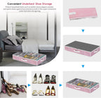 Onlyeasy Large Under Bed Shoe Organizer Container Box, Set of 2, Fit 16 to 32 Pairs of shoes, Underbed Shoes Closet Storage Solution, L37.7x W23.6x H5.9 inch, Cotton-like Pink, MXPUBS16P2