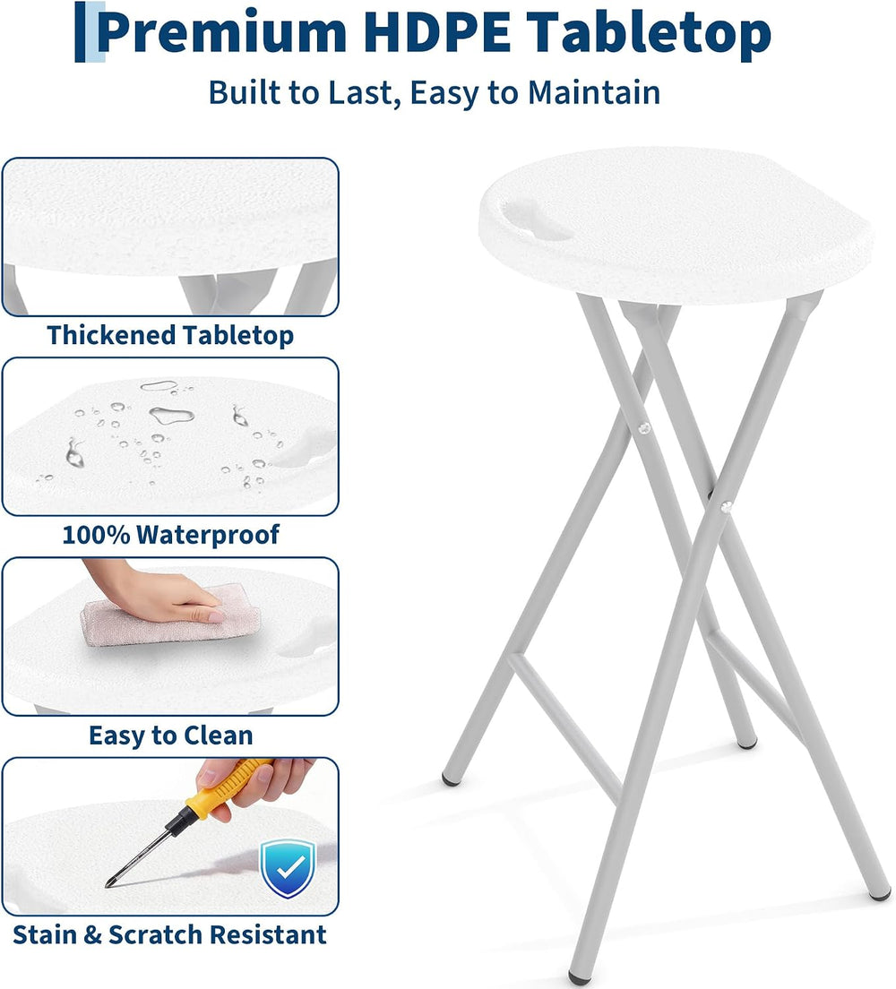 Garvee Folding Stool with Handle 24 Inch Tall Folding Bar Stool with Safety L...