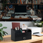 Desk Organizer with Drawer Mail Organizer Countertop Wood Desk Drawer Tabletop Storage Organization Pen Holder Letter Sorter Makeup Organizer for Home Office School
