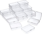 SATINIOR 24 Packs Small Clear Plastic Beads Storage Containers Box with Hinged Lid for Storage of Small Items, Crafts, Jewelry, Hardware (4.45 x 3.3 x 1.18 Inches)