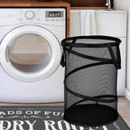 BATTOO Black X-Large Collapsible Laundry Basket Foldable Mesh Pop Up Hamper with Handles for Laundry Room, Bathroom, Kids Room, College Dorm, Travel, Camping, Gift Basket