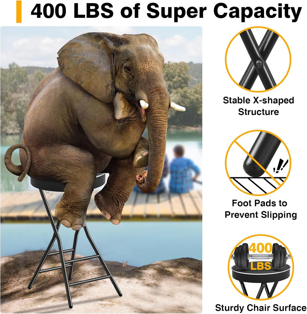 TAVR Folding Stool，26.4 Inch Collapsible Stool with Safety Lock | Tall Foldin...