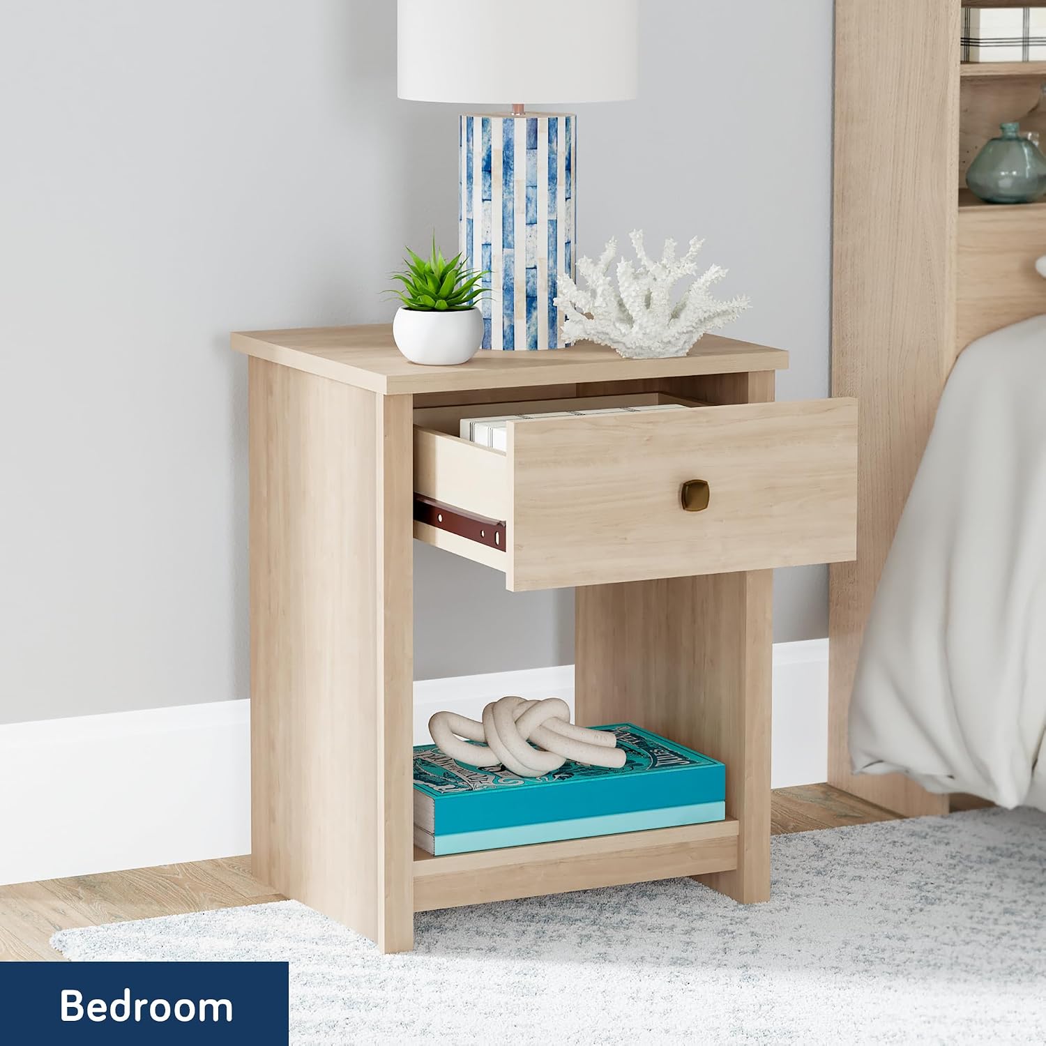 Sauder River Ranch Nightstand W/Drawer, Harvest Walnut Finish