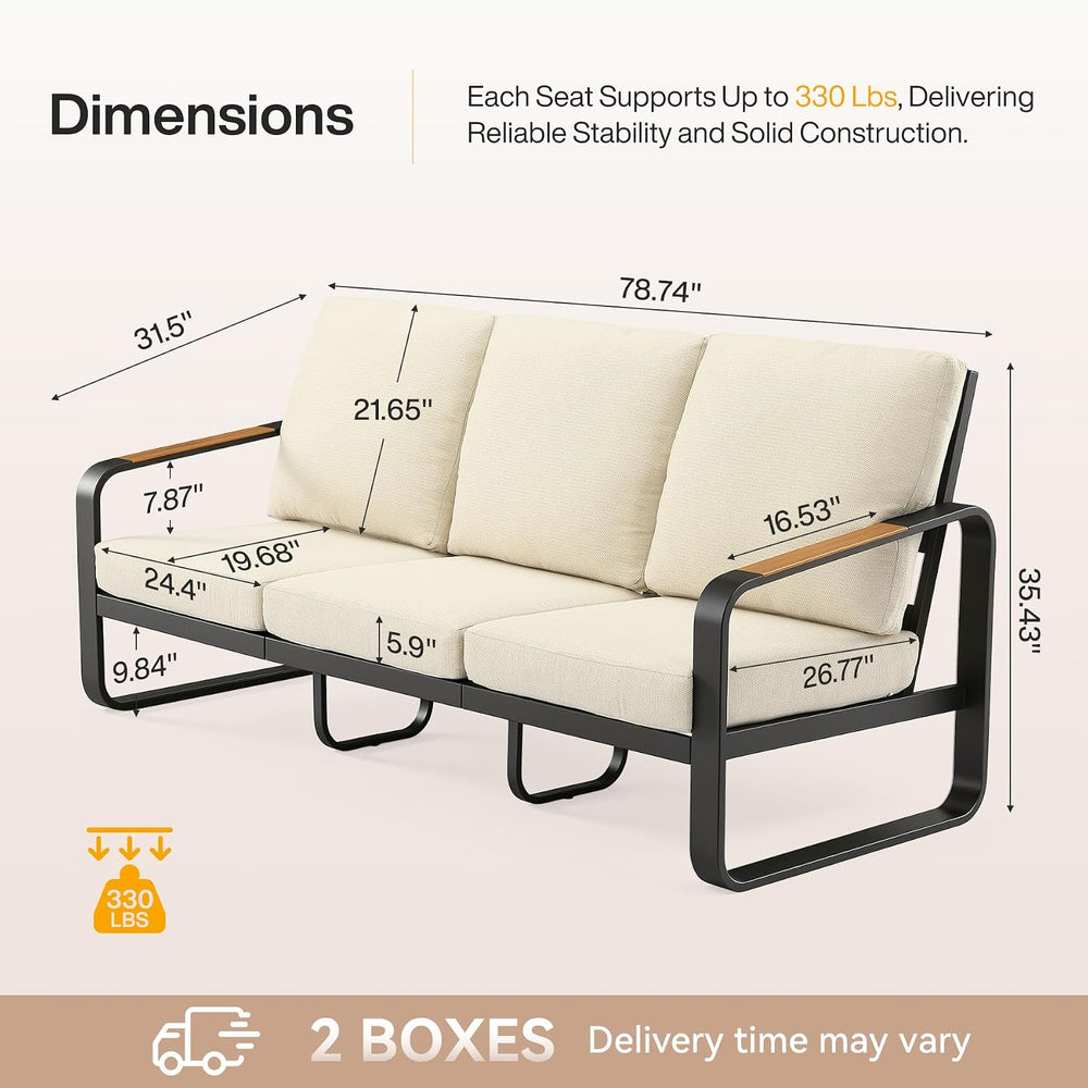 Tribesigns Outdoor Patio 3 Seater Sofa Tall Back & Oversized Seat, Modern...