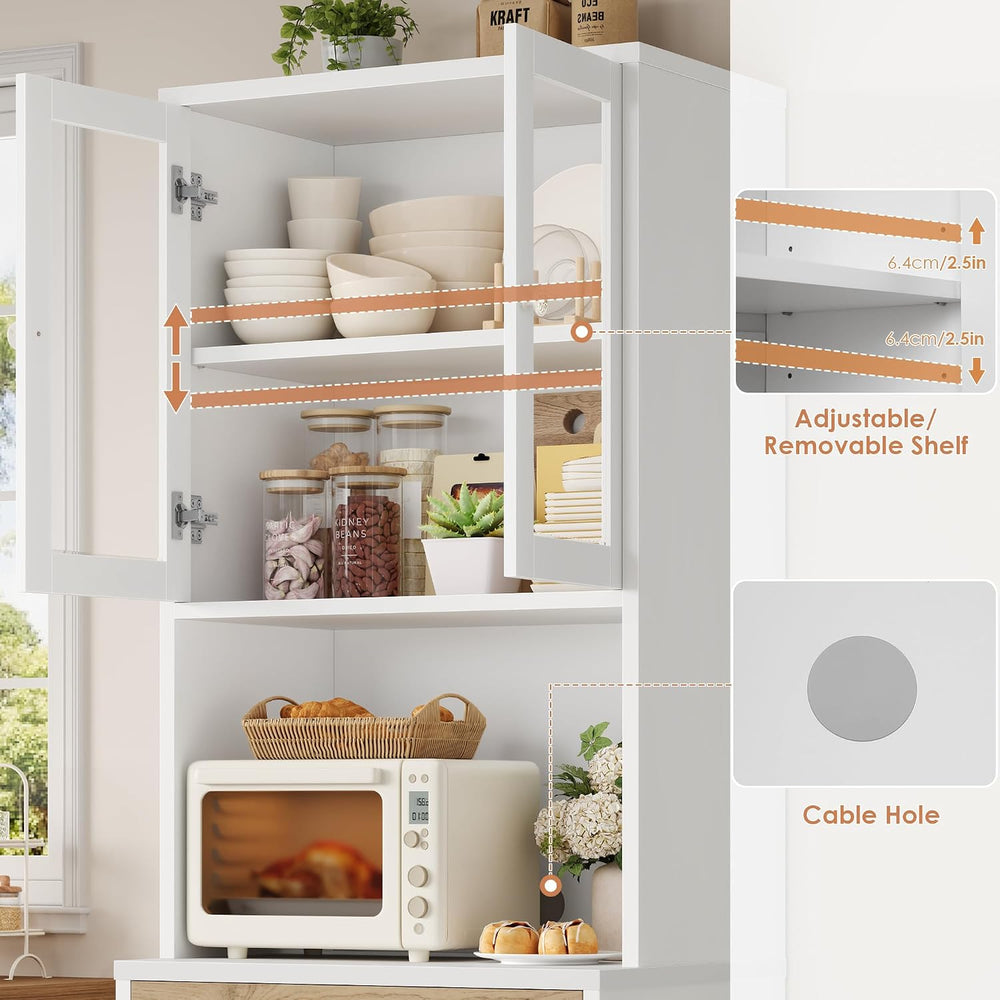 Keyluv 71“ Tall Kitchen Pantry Storage Cabinet with Microwave Stand, Buffet K...