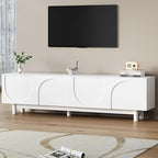Merax 78" Modern TV Stand with Arch Cabinets, Solid Wood Legs & Adjustable Shelves | Entertainment Center with Cable Management for Living Room, White