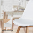 OLIXIS Dining Chairs Set of 4, Mid Century Modern Accent Chairs with Curved Backrest and Wood Legs, PU Leather Upholstered Kitchen Side Chair for Living Room, Bedroom, Outdoor Patio, White