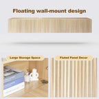 ZYBT Floating TV Stand, Modern Wall Mount Entertainment Center TV Shelf, 70.7" Media Console Under TV Storage Cabinet with Fluted Doors, TV Consoles for Living Room, Floating Cabinet for Wall (Oak)