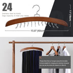 Tie Rack Tie Hanger 24 Hooks Wooden, Tank Top Hanger,Belt Organizer for Closet,with Upgraded 360°Rotating, Belts Scarves Accessories for Bras,Tank Tops,Camisoles…