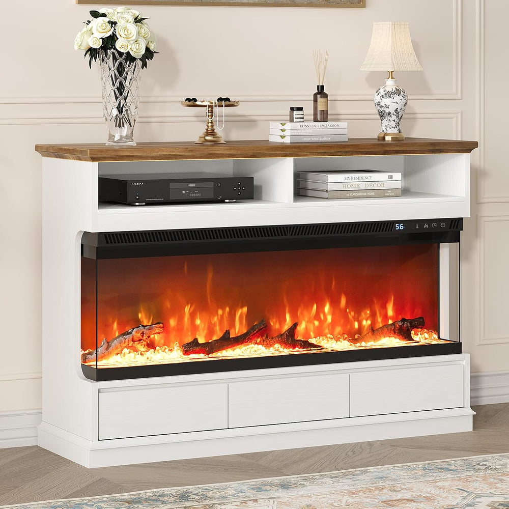 4 EVER WINNER Fireplace TV Stand with 50" Electric Fireplace, Fireplace ...